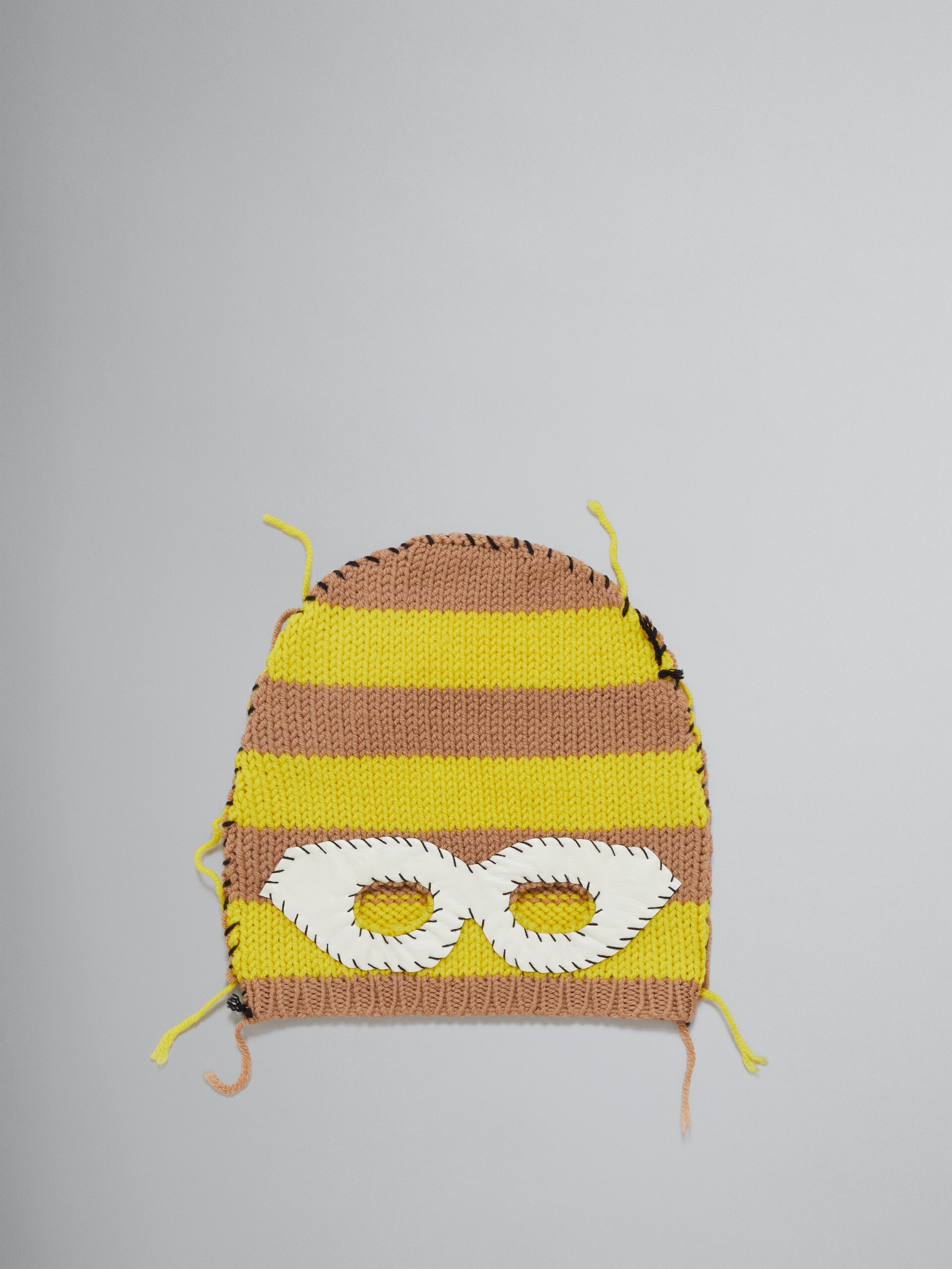 WOOL BALACLAVA WITH YELLOW AND BEIGE STRIPES - 1