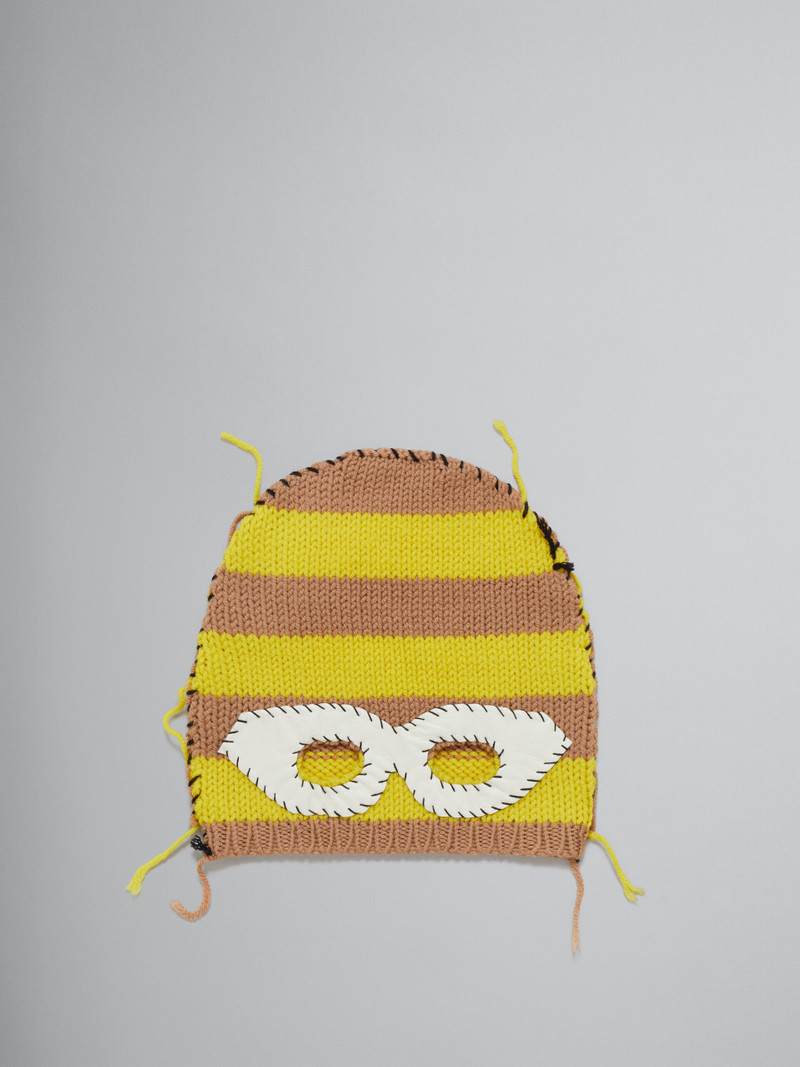 WOOL BALACLAVA WITH YELLOW AND BEIGE STRIPES 1
