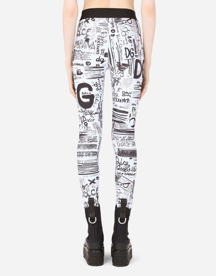 Spandex jersey leggings with DG graffiti print - 2