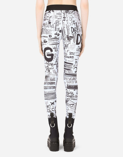 Dolce & Gabbana Spandex jersey leggings with DG graffiti print outlook