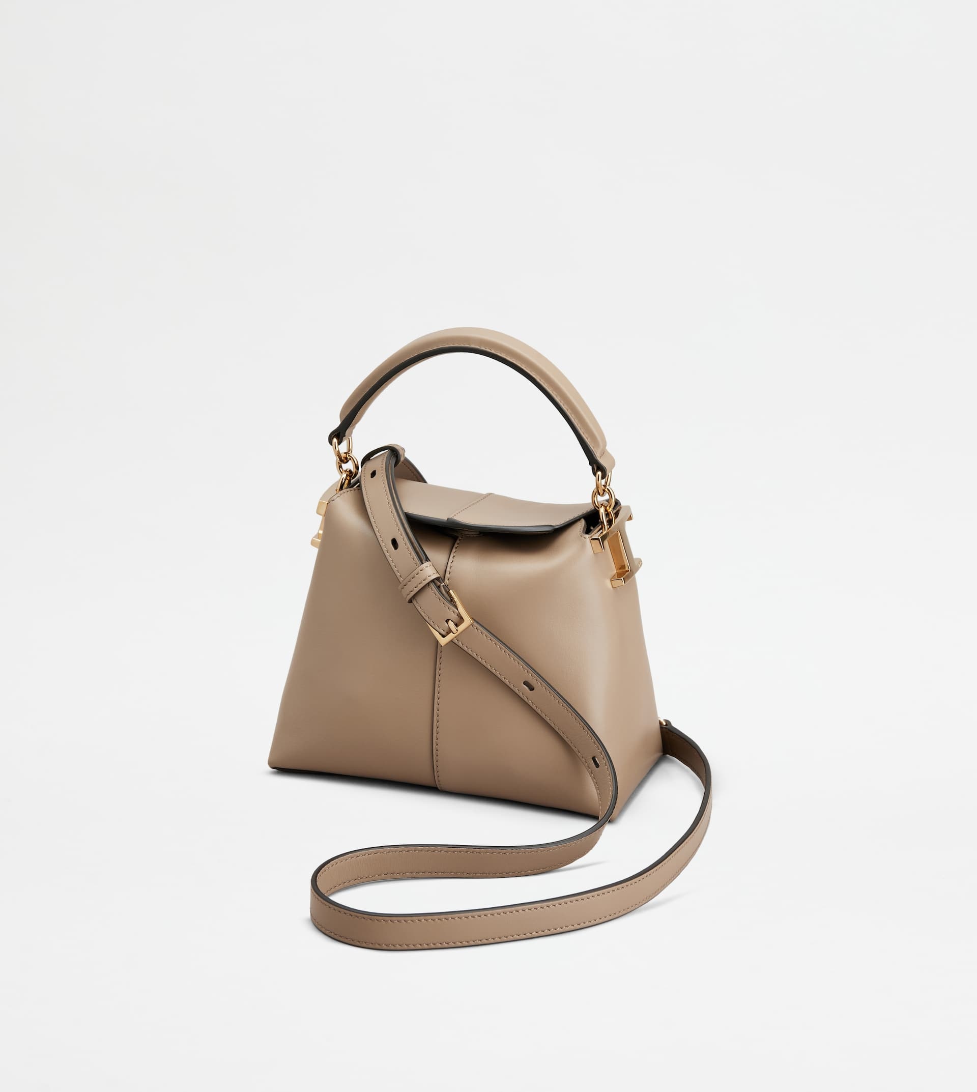 TOD'S T CASE TOTE MESSENGER BAG IN LEATHER MICRO - BEIGE - 6