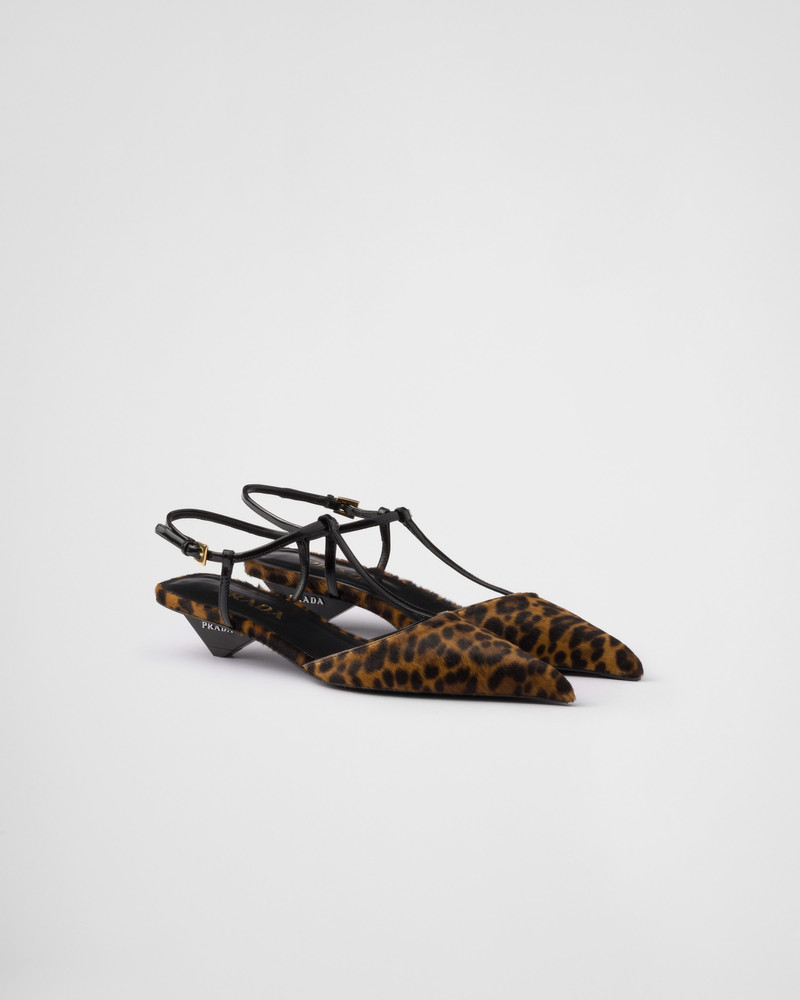 Printed leather slingback pumps - 1