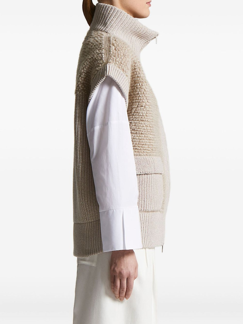 PESERICO high-neck flap-pocket knitted vest outlook
