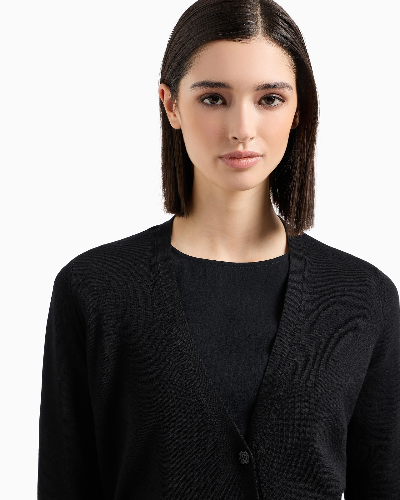 Plain knit pure virgin wool cardigan - 5