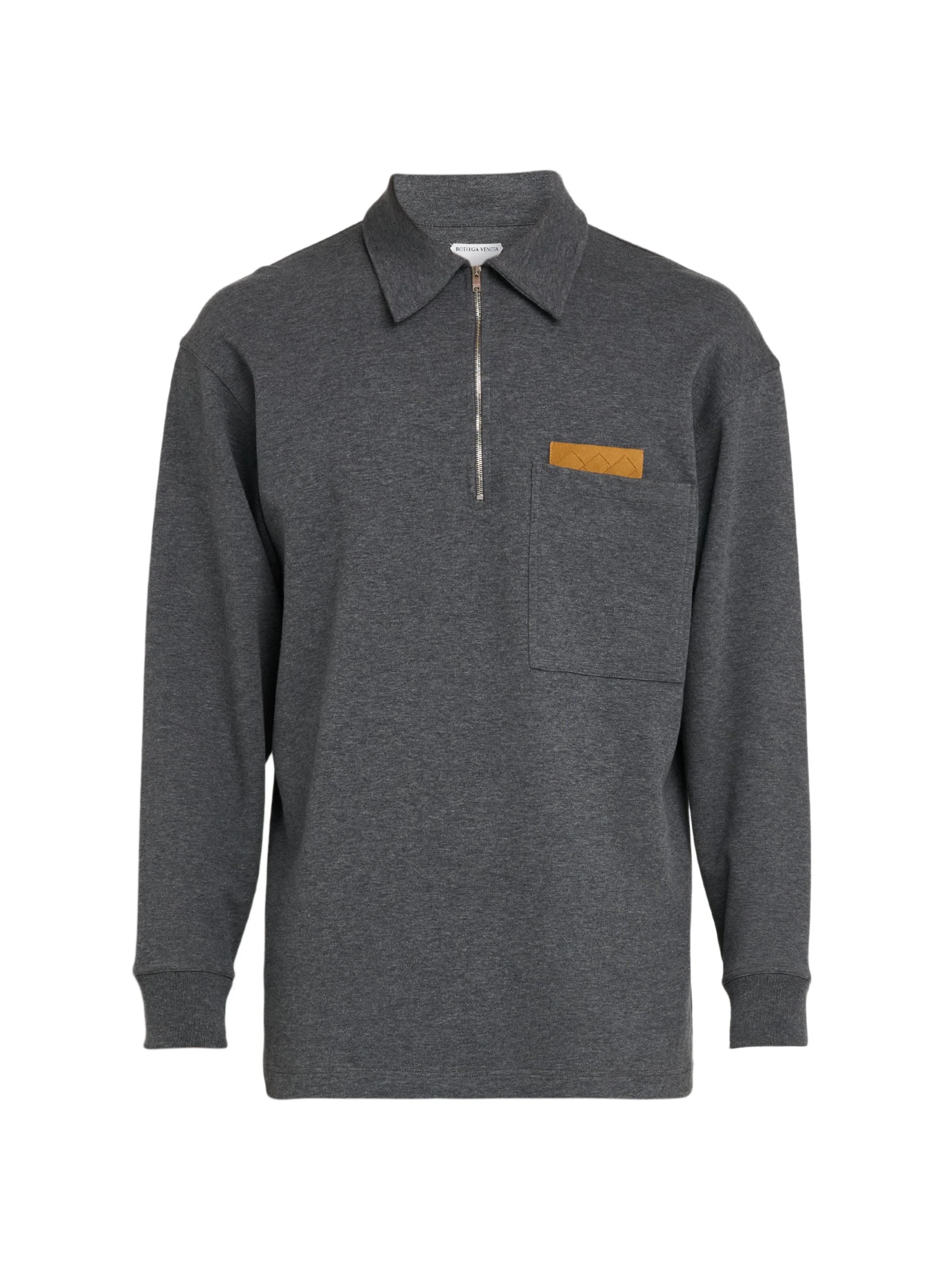 Men's Double-Cotton Melange Jersey Overshirt - Dark Grey Melange - 1