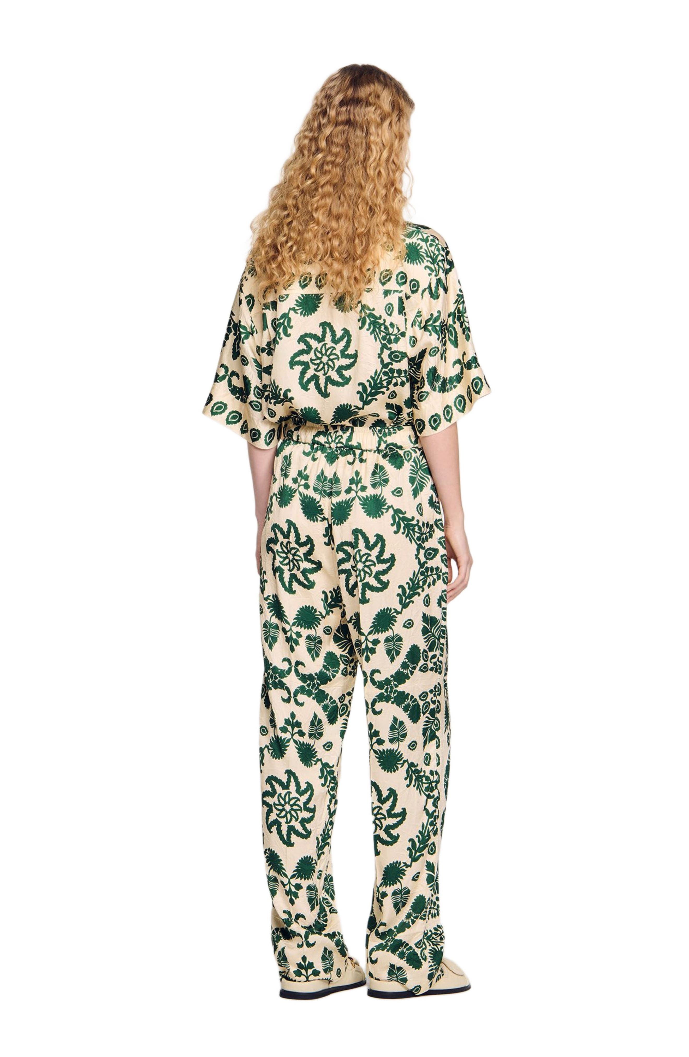 SANDRO Floral pants in Ecru /Green at Nordstrom - 2