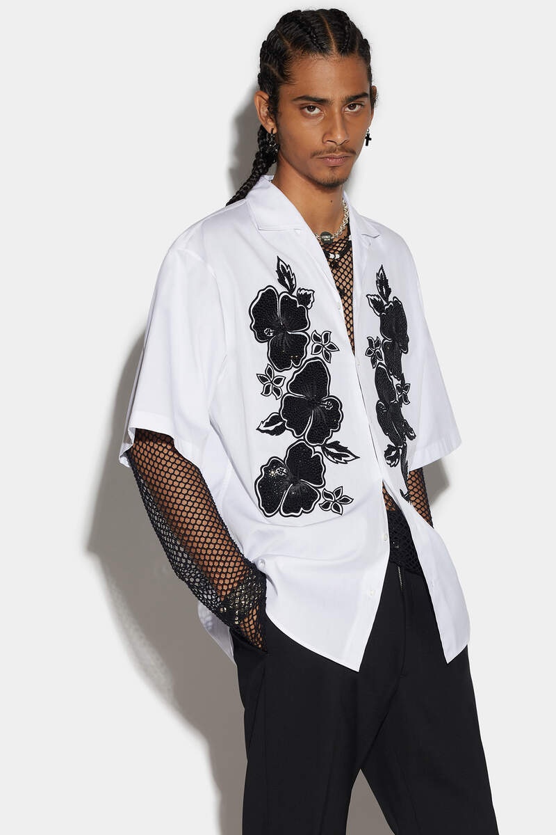 D2 GOTH FLOWER BOWLING DROPPED SHIRT - 1