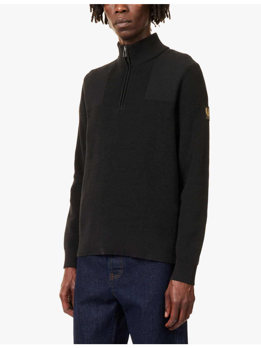Bel Commande Quarter-Zip Knitted Cotton Jumper - 3