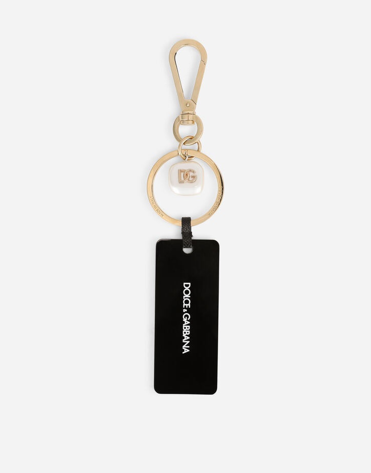 Metal keychain with tag and branded pearl - 1