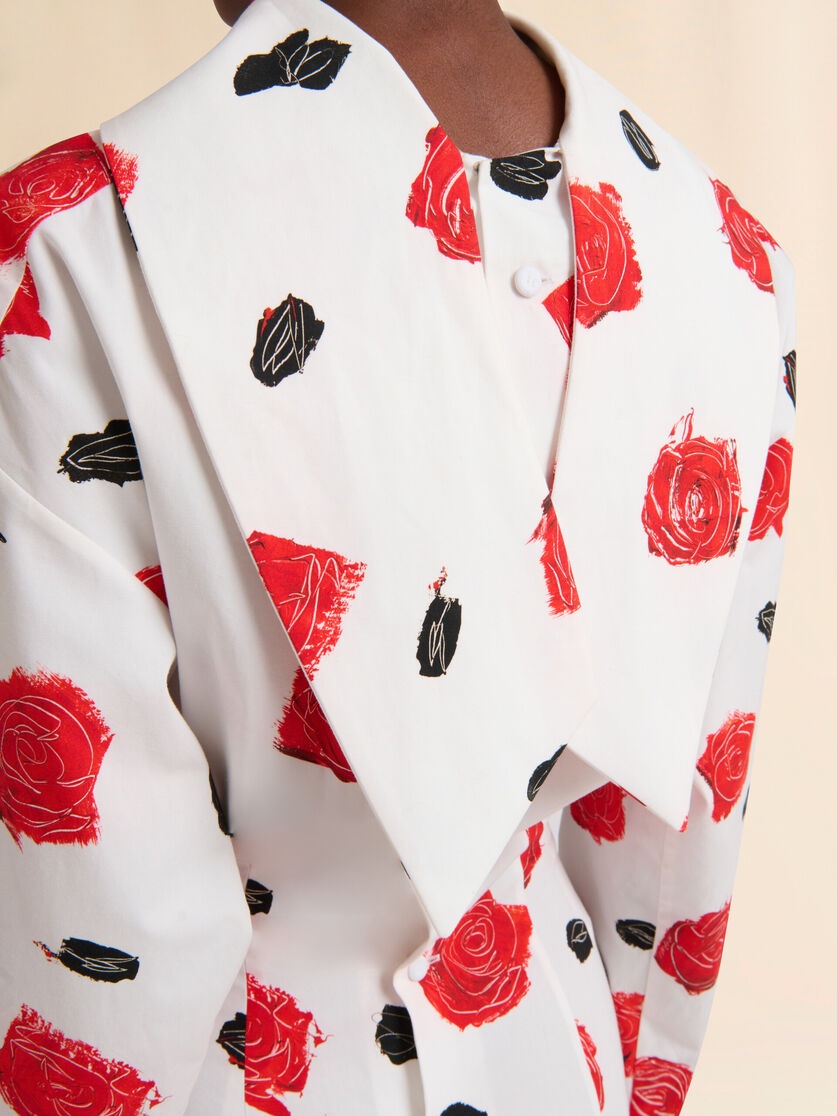 WHITE POPLIN MERMAID SHIRT DRESS WITH IRIS PRINT - 5