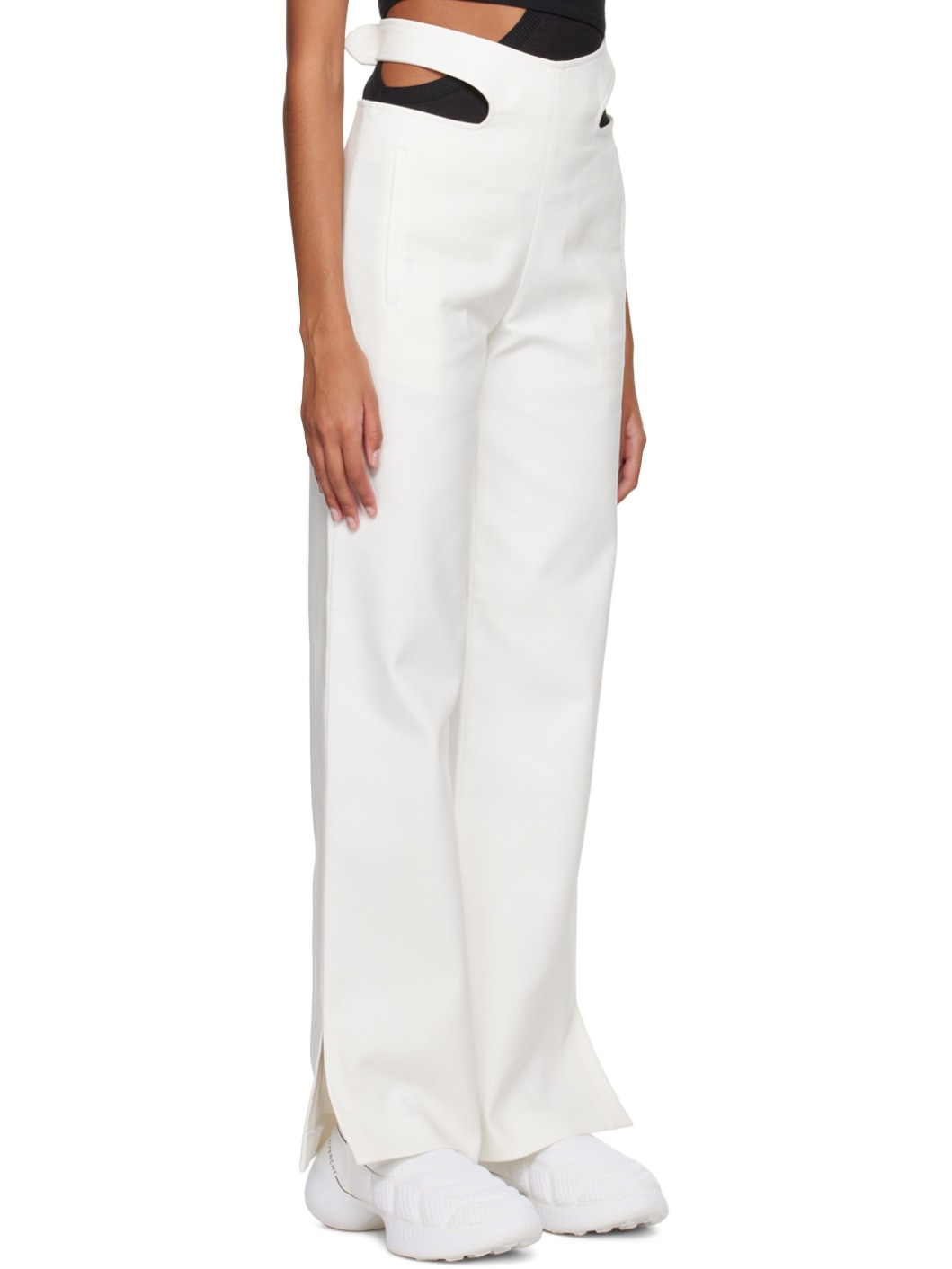 White Y-Front Buckle Trousers - 2