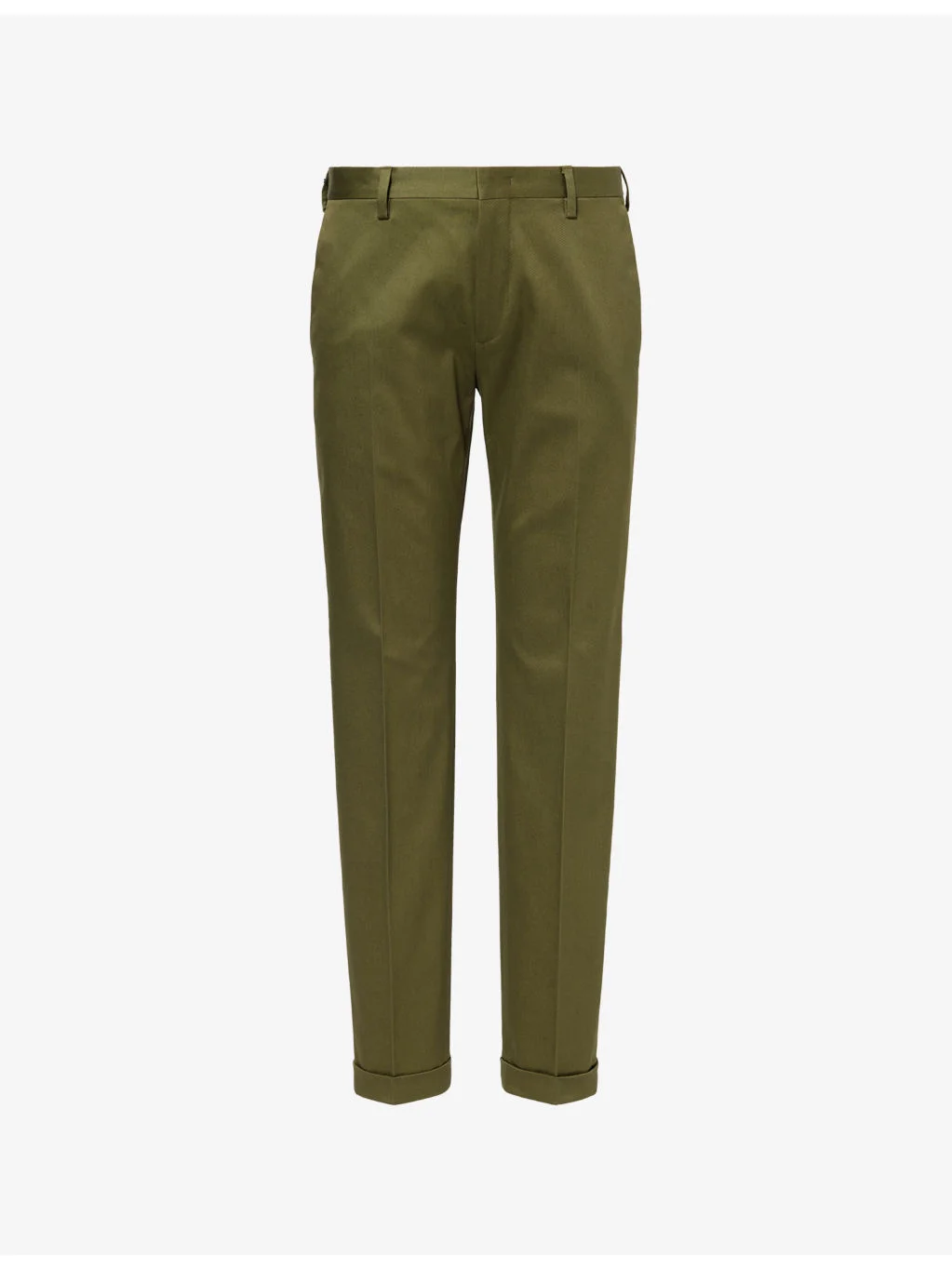 Turn-Up Slim-Leg Cotton Trousers - 1