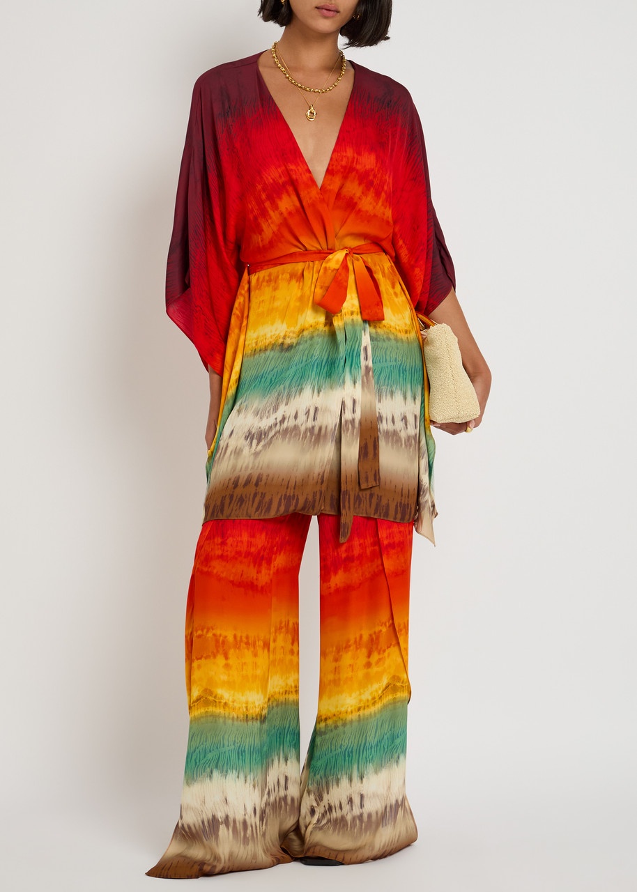 Alice + Olivia Marva Printed Satin Mini Kaftan - 4