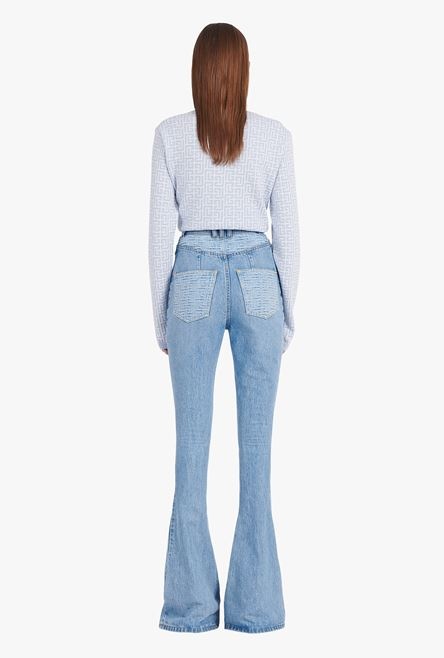 Bootcut light blue eco-designed jeans with Balmain monogram - 3
