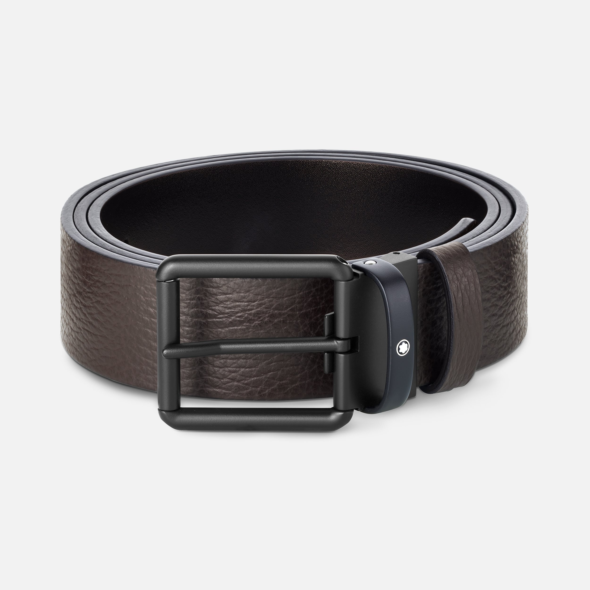 Brown/black 35 mm reversible leather belt - 1