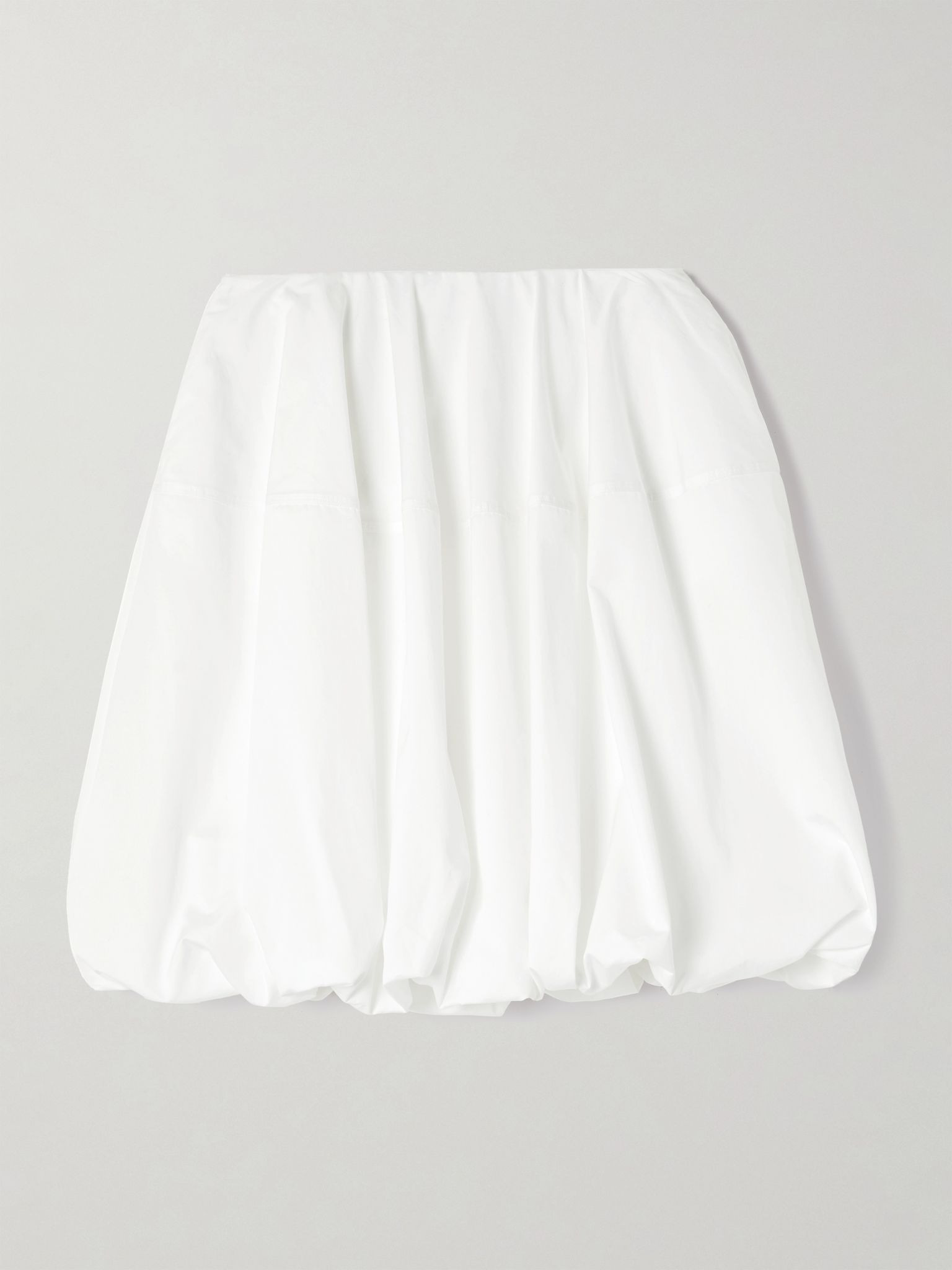 Gathered cotton-poplin mini skirt White - 1