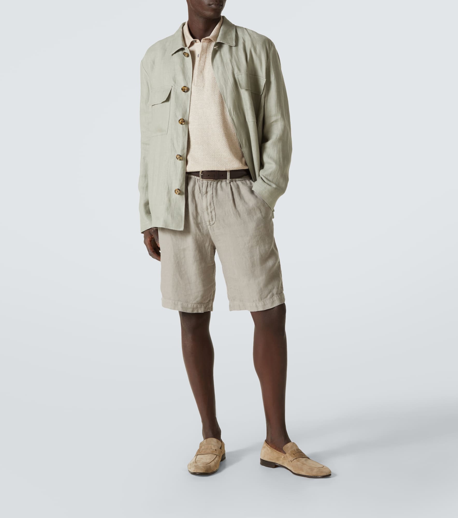Cotton, linen, and silk polo shirt - 2