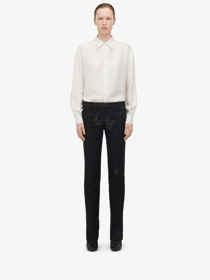 Alexander McQueen Women's Low-waisted Cigarette Trousers in Black outlook
