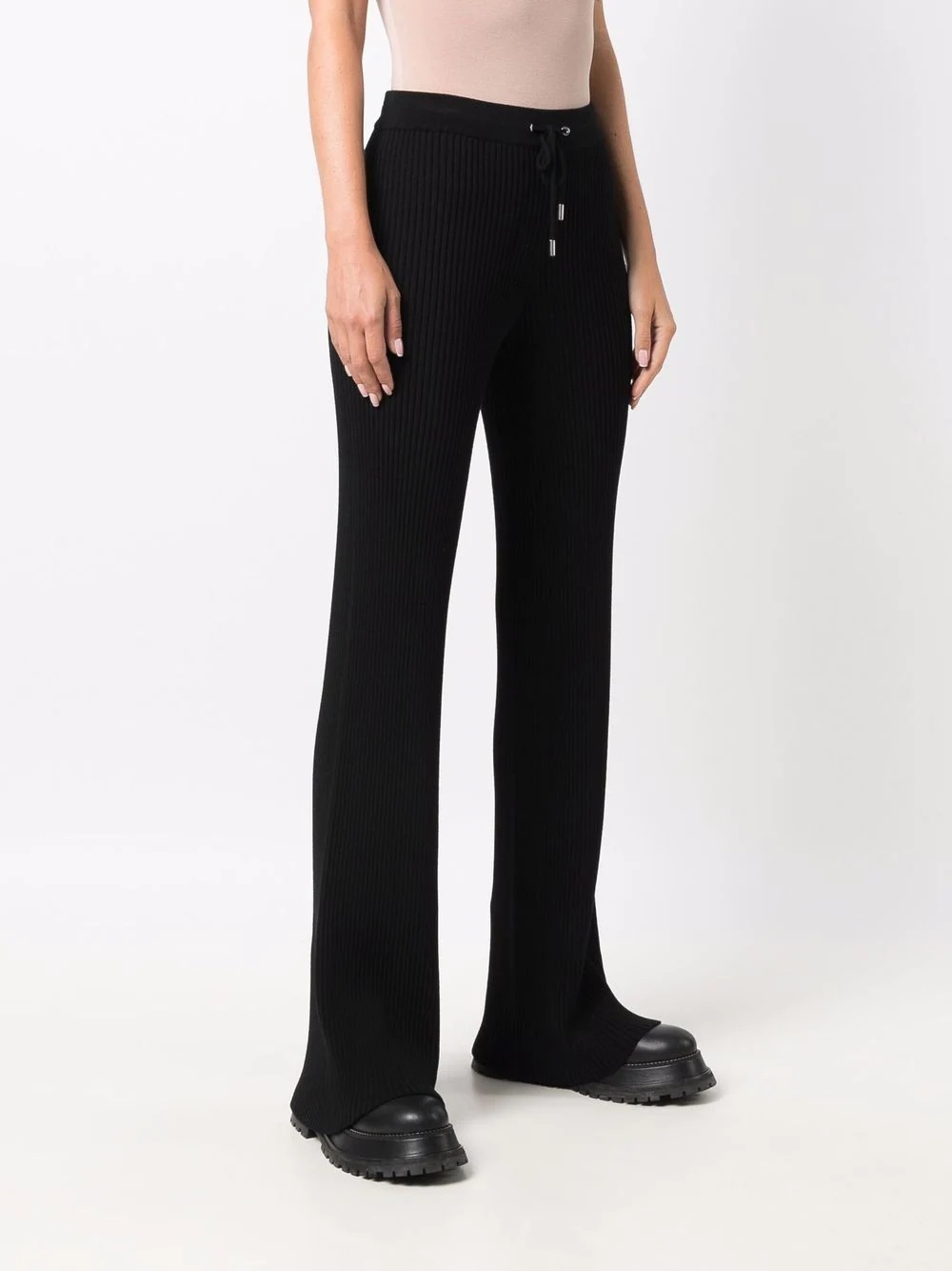 ribbed-knit flared trousers - 3