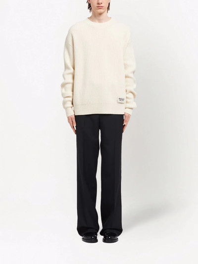 Prada logo patch crew neck jumper outlook