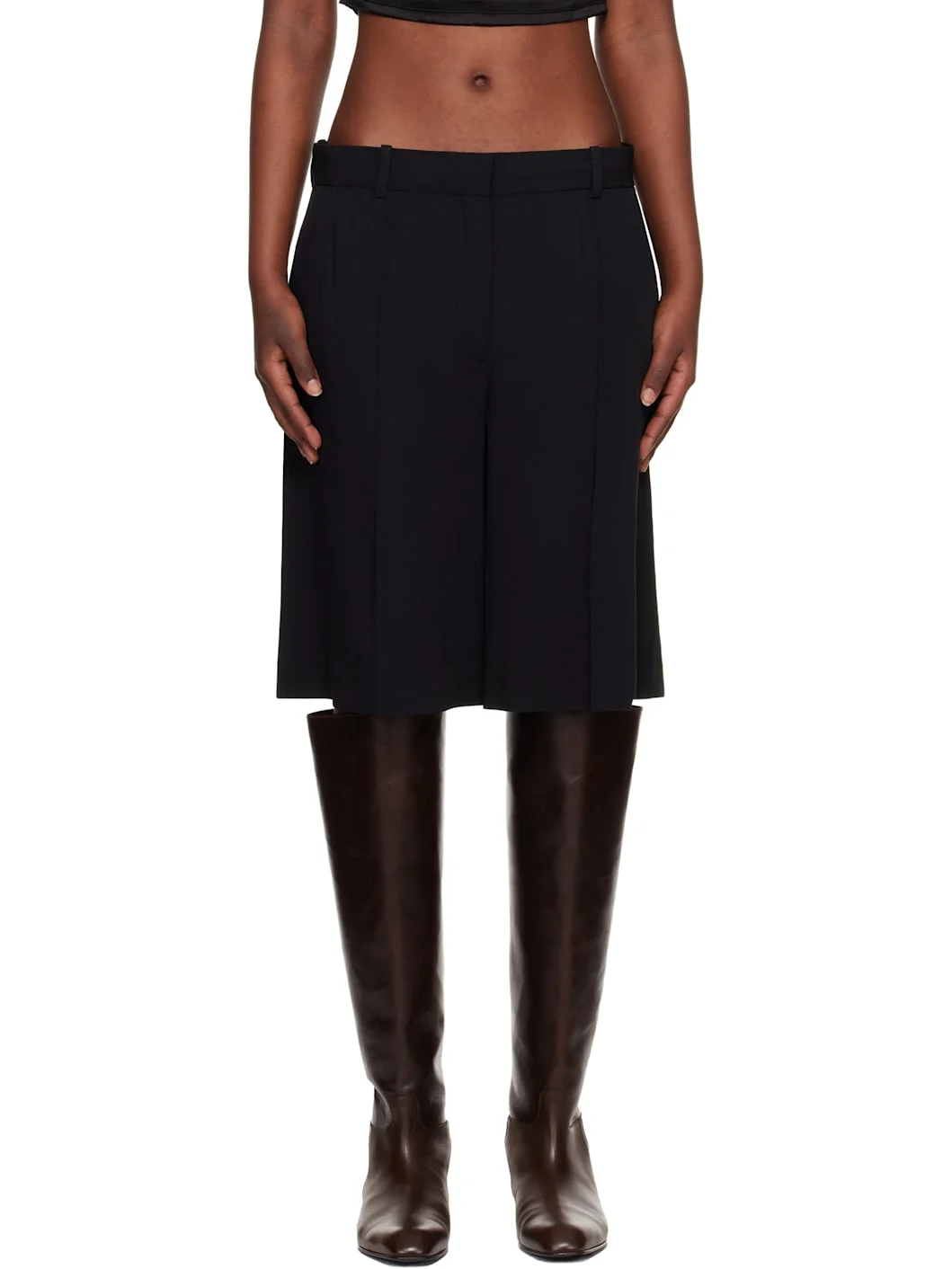 Black Wide Fluid Shorts - 1