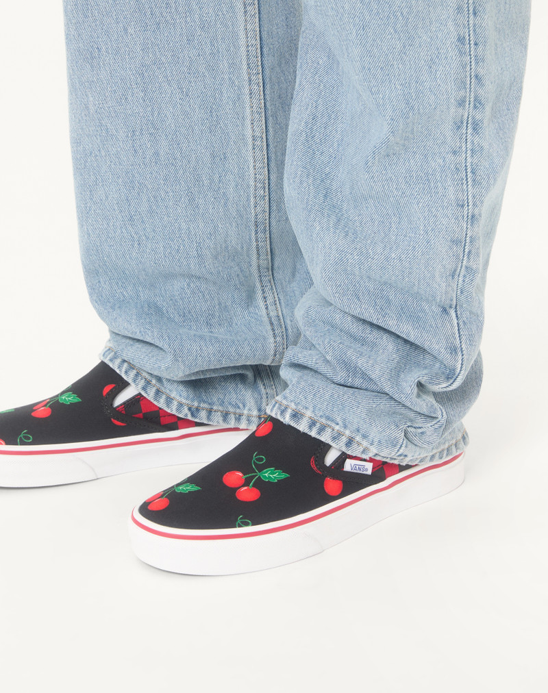 VALENTINO GARAVANI AND VANS SLIP-ON FABRIC SNEAKER WITH MAXI CHERRYFIC PRINT AND VLOGO CHECKERBOARD 2