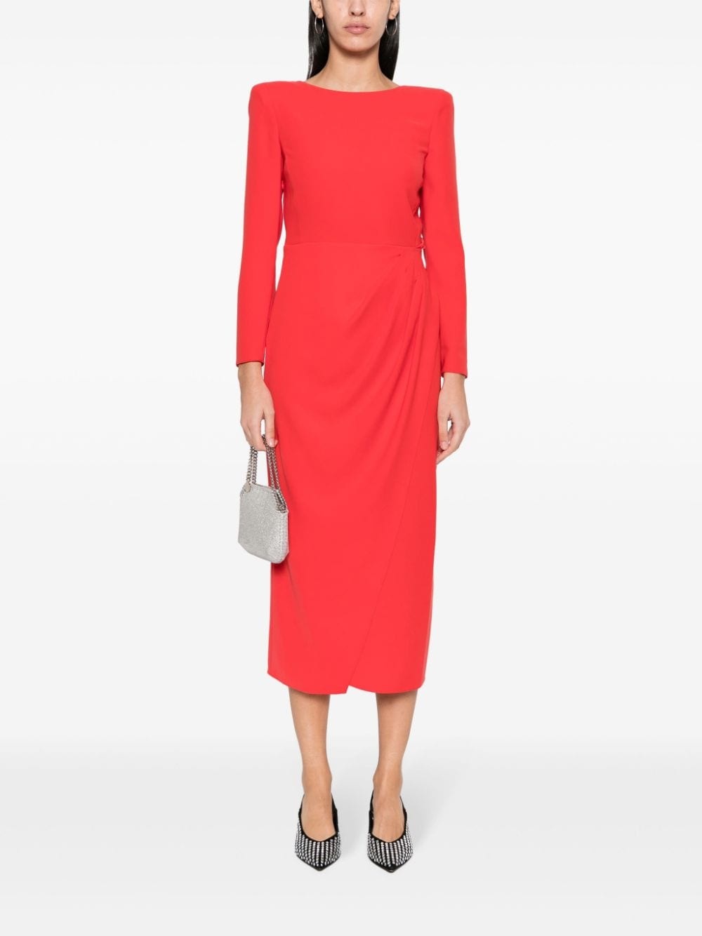 draped crepe midi dress - 2