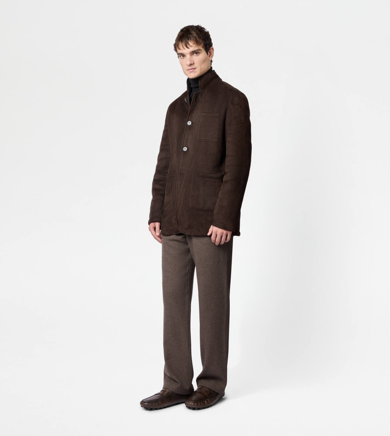 Tod's CASTELLO JACKET IN SHEARLING VELOUR - BROWN outlook