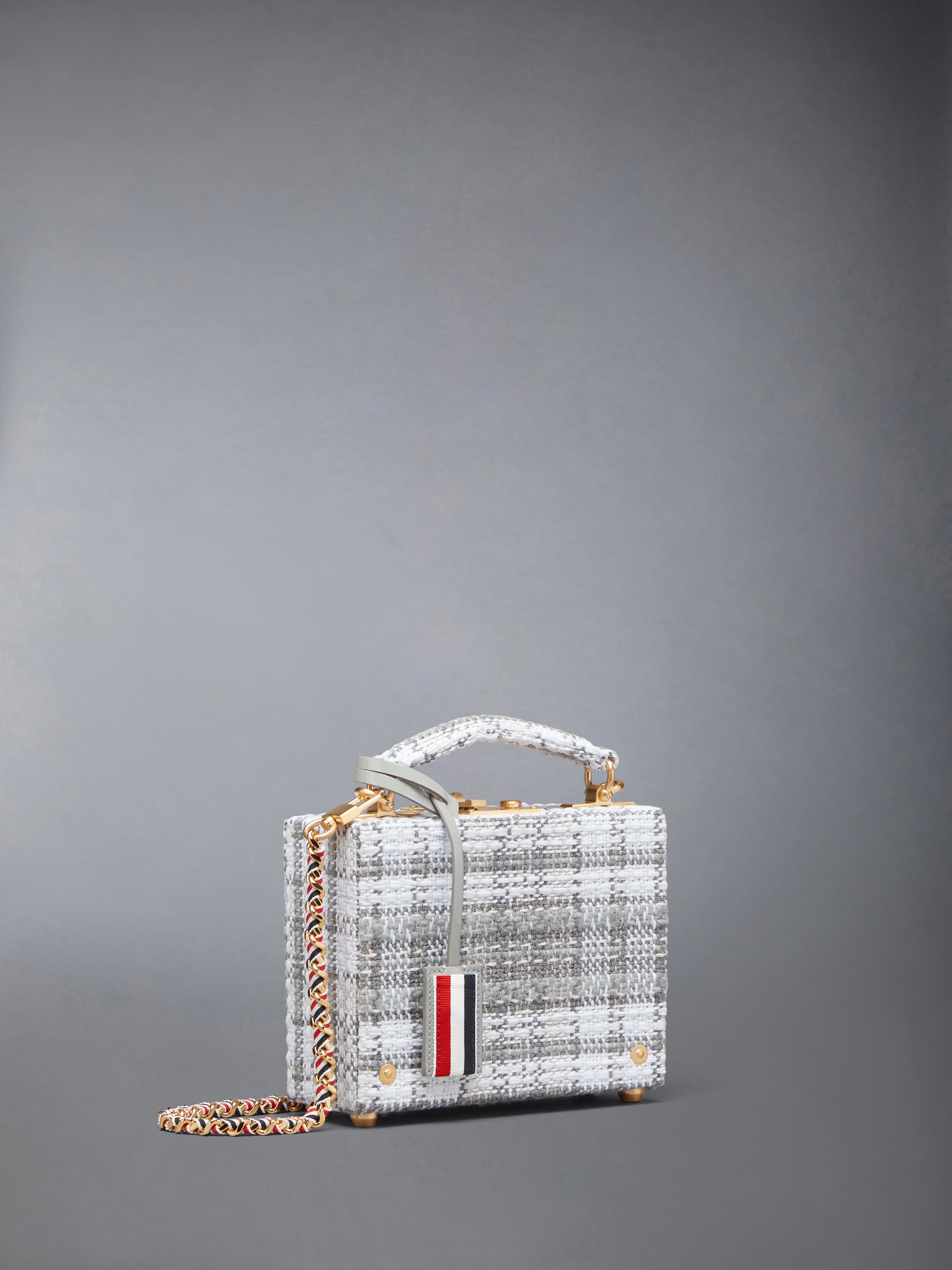 Tartan Tweed Woven Chain Micro Attache Case - 2