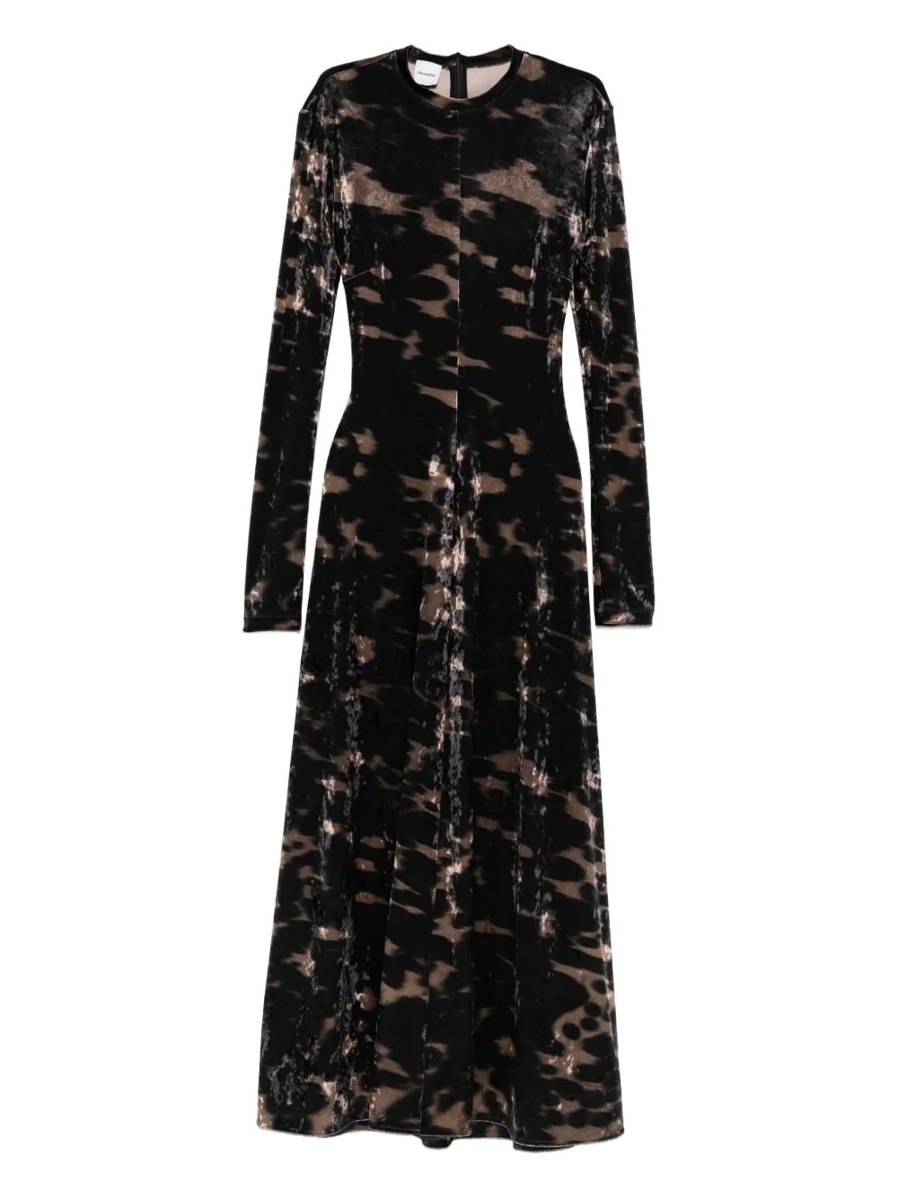 long-sleeved tie-dye velvet dress - 1