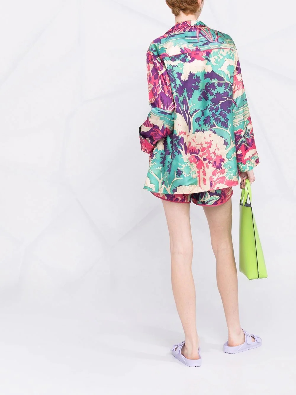 abstract-print pyjama-style silk shirt - 4