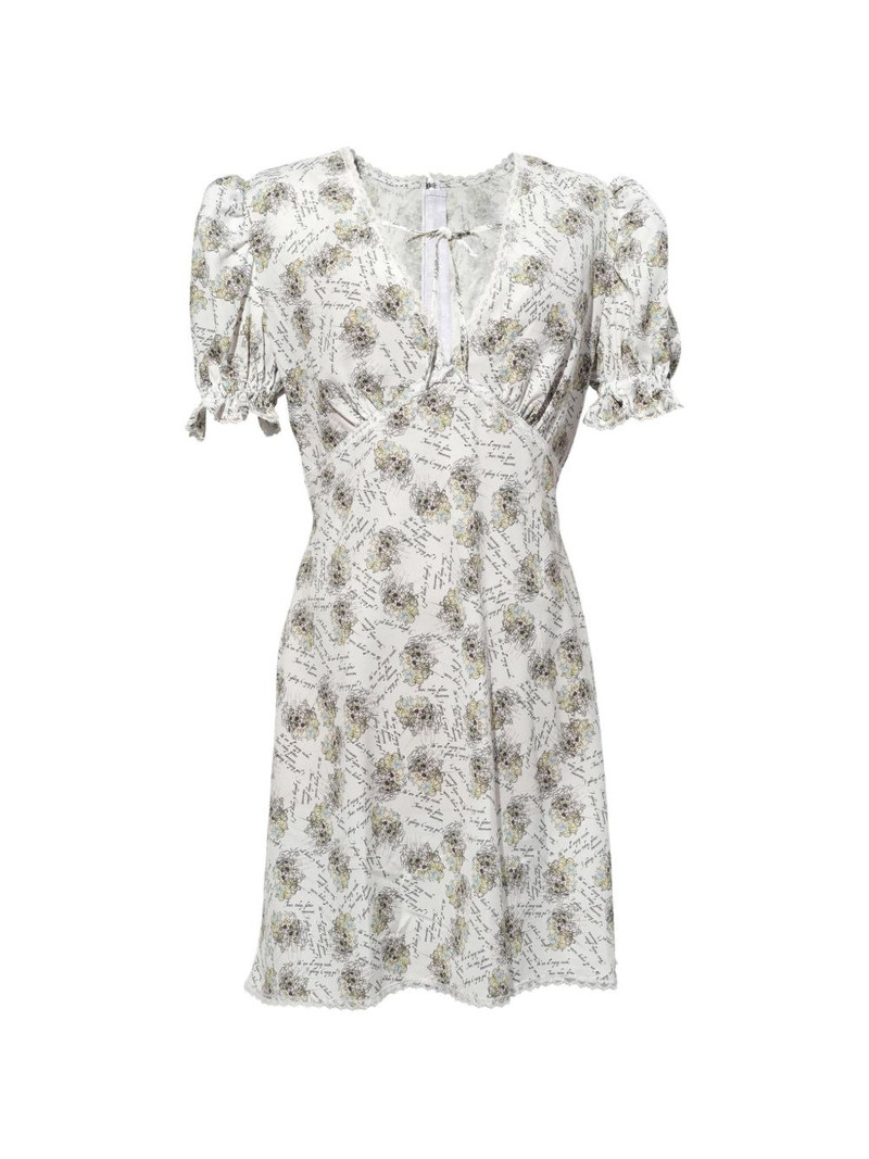 puffed-sleeve patterned dress 1