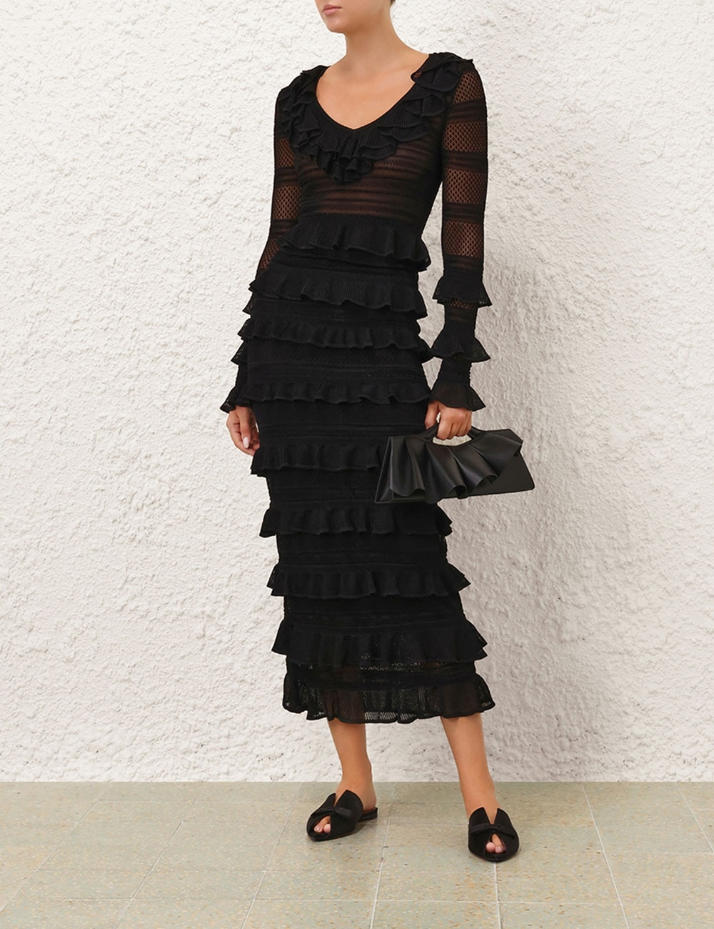 CRUSH FRILLED MIDI SKIRT - 7
