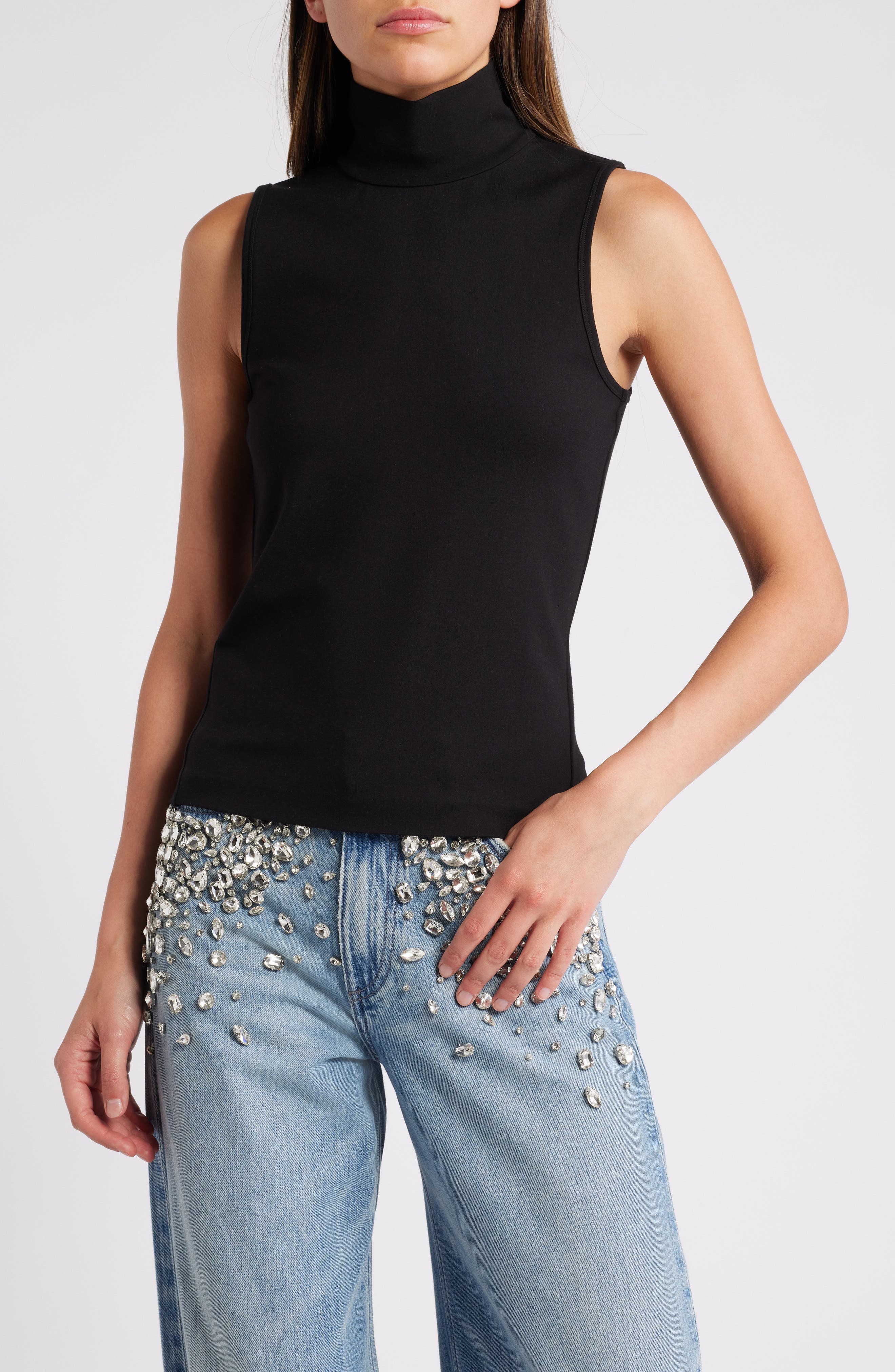 rag & bone Irina Sleeveless Ponte Turtleneck Top in Blk at Nordstrom - 1