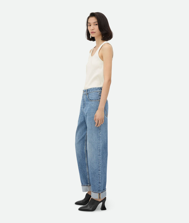 Vintage Indigo Turned Up Jeans - 1