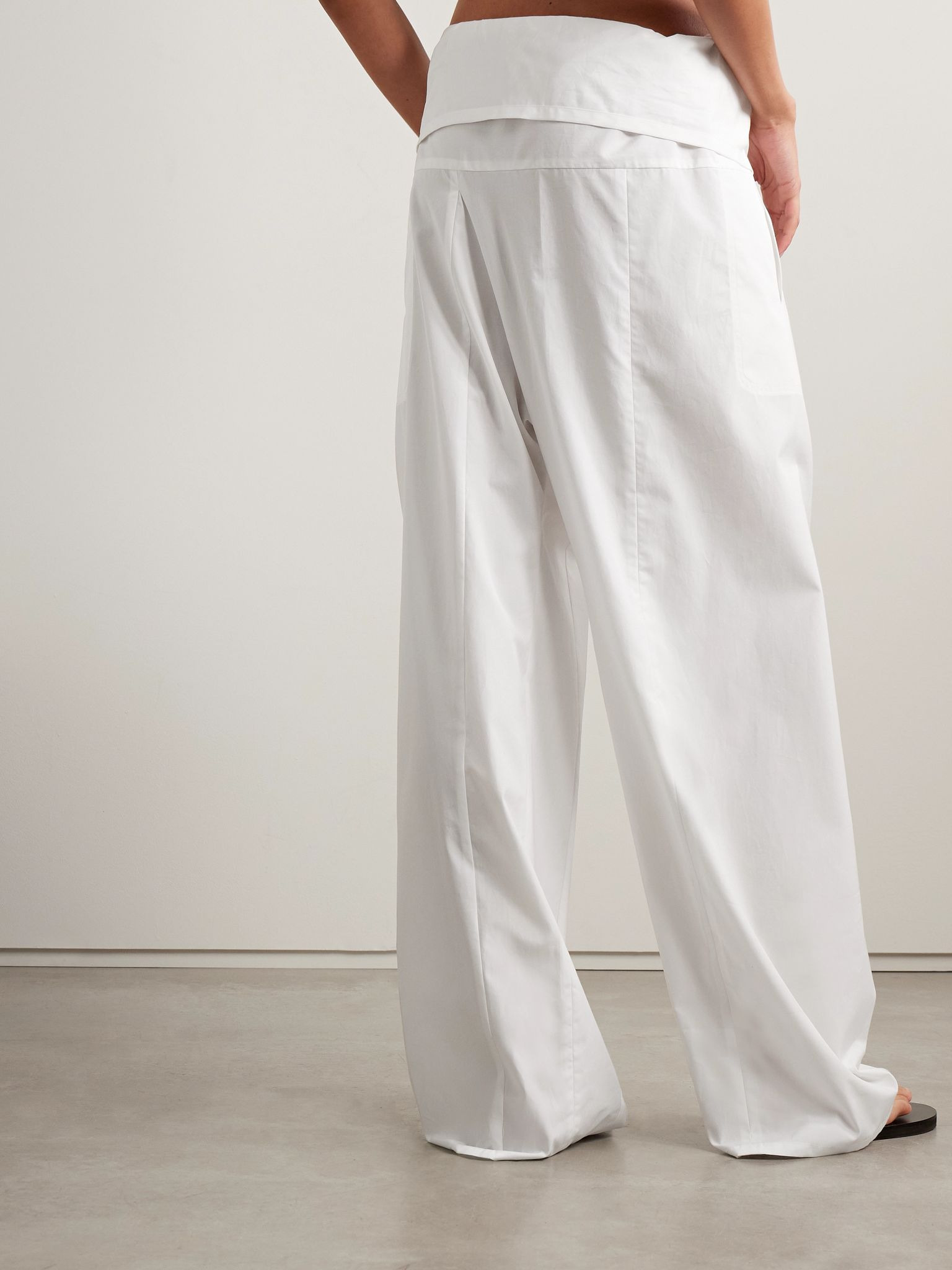 Fisherman tie-front cotton wide-leg pants Off-white - 3