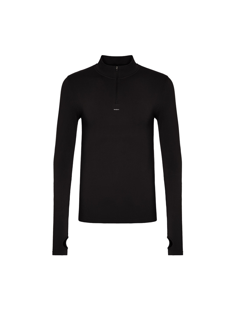 Men's Plant-Stretch Long Sleeve Half-Zip Top - Black 1