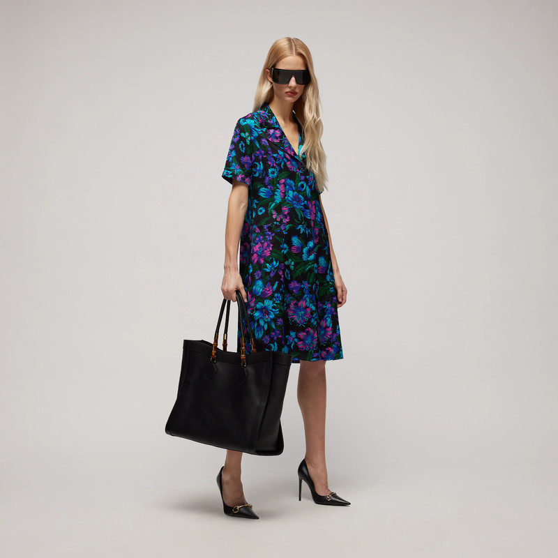 GUCCI Printed silk jacquard chemisier dress outlook