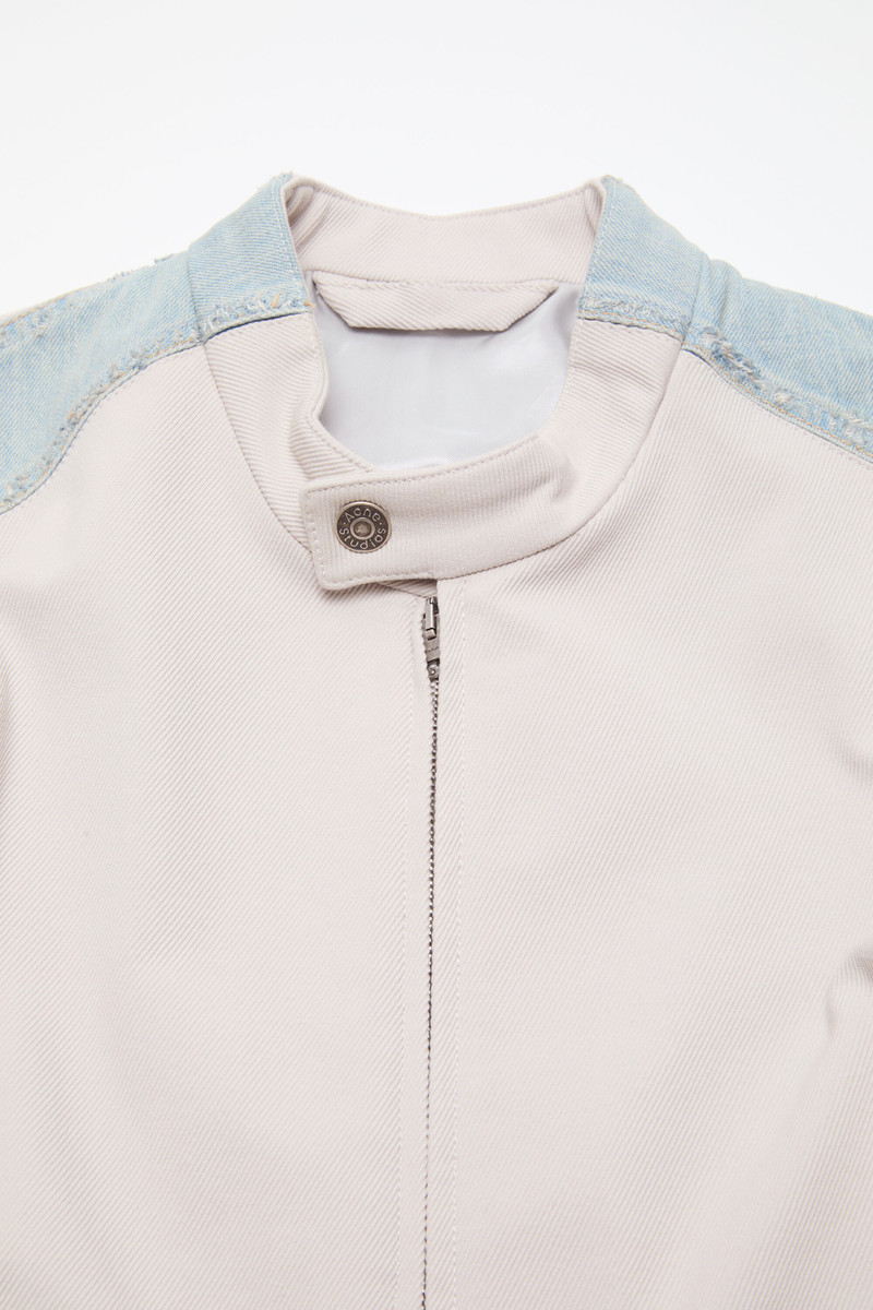 Twill biker jacket - Light taupe 5