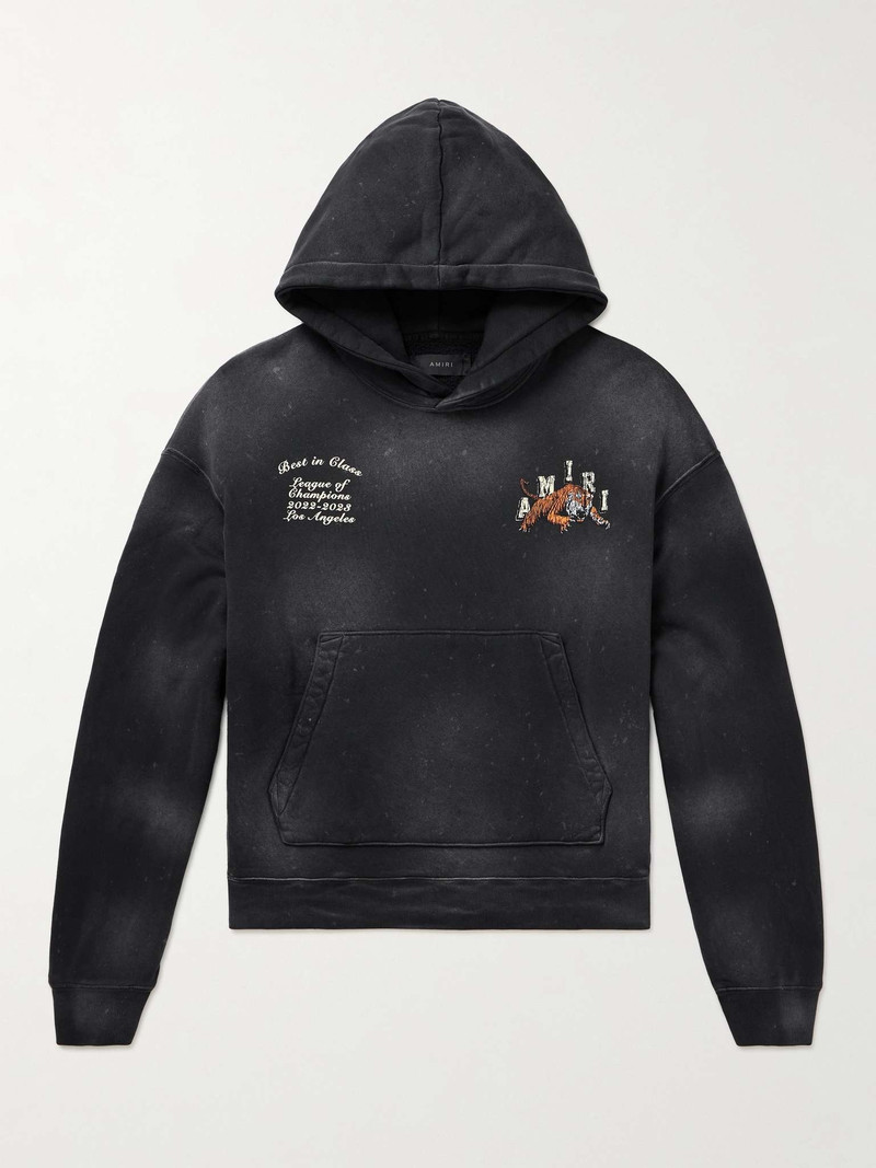 Distressed Logo-Print Cotton-Jersey Hoodie - 1