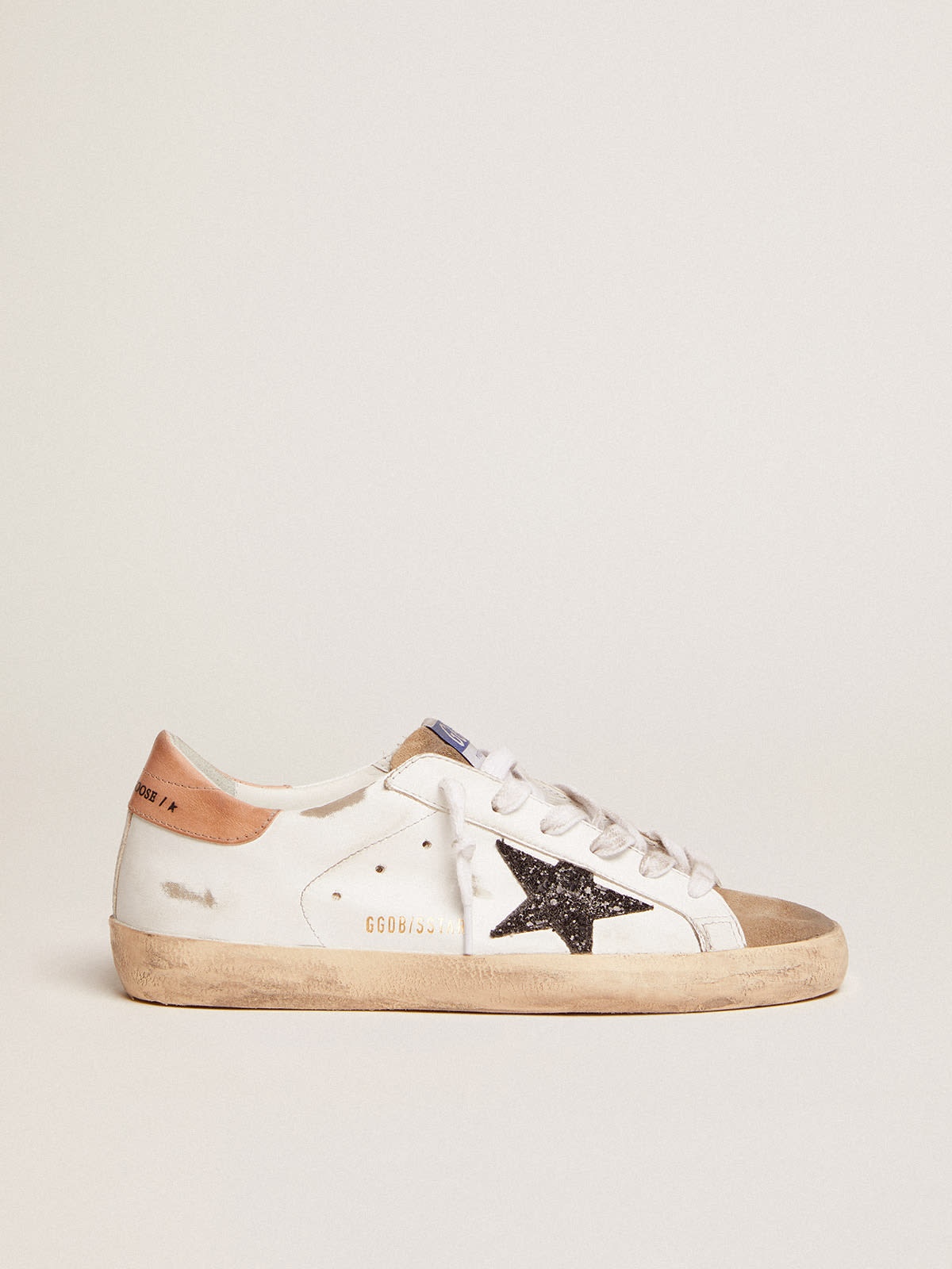 Super-Star sneakers with black glitter star and old-rose leather heel tab - 1