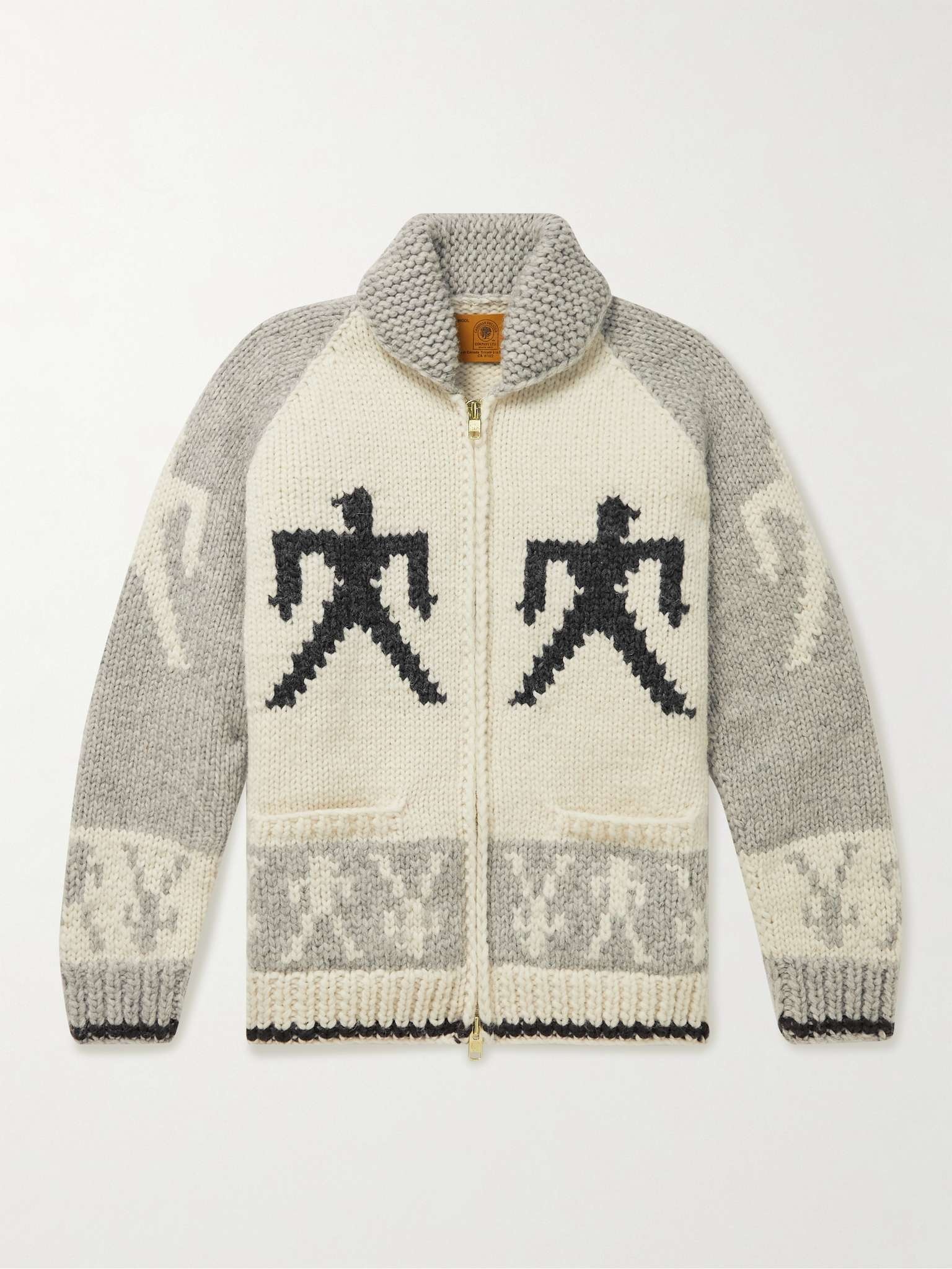 Intarsia Wool Zip-Up Cardigan - 1