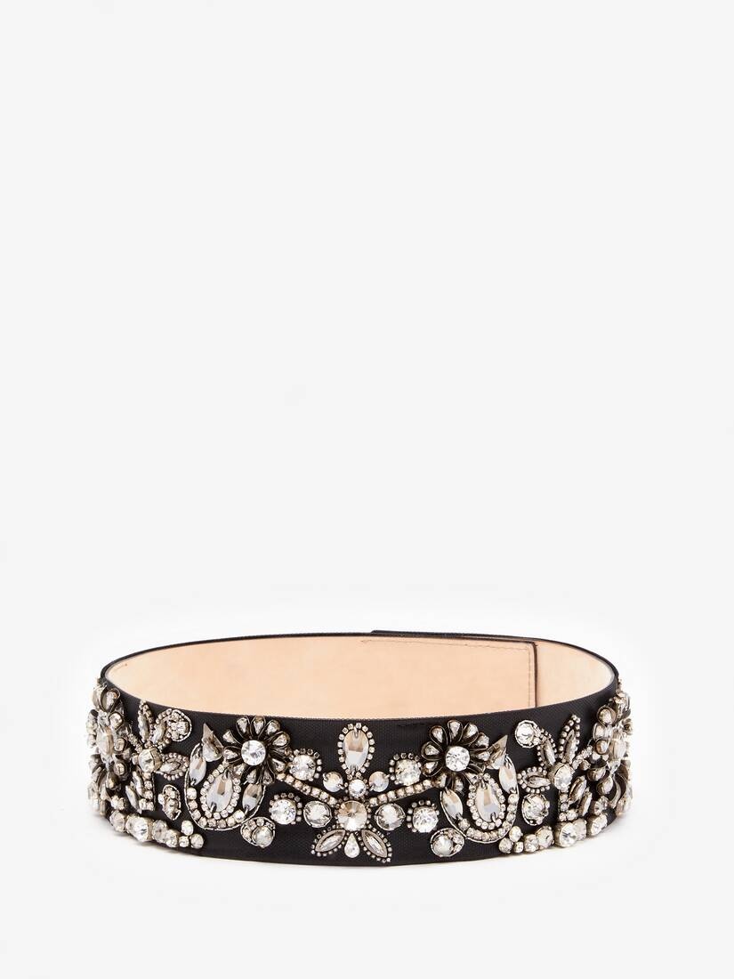 Women's Victorian Jewel Waist Belt in Black - 2