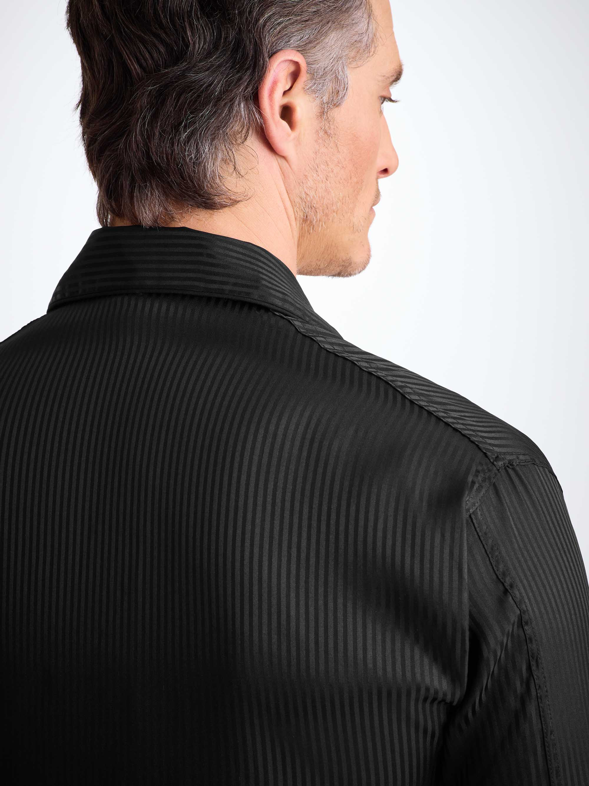 Men's Classic Fit Pyjamas Woburn 8 Silk Satin Black - 6