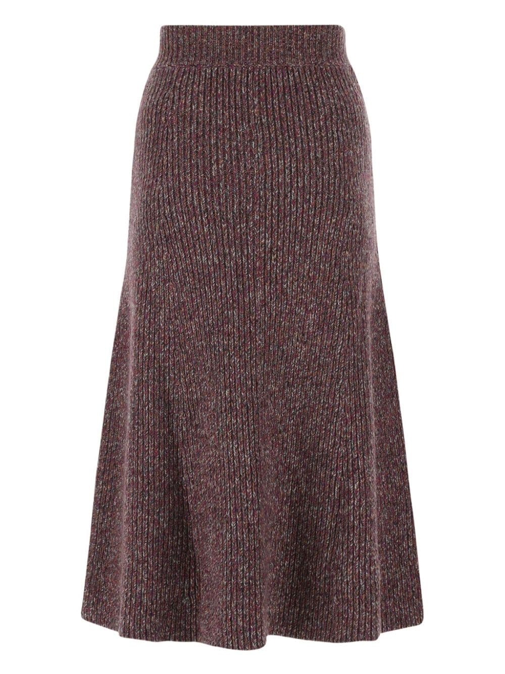 mid length ribbed knit skirt - 2