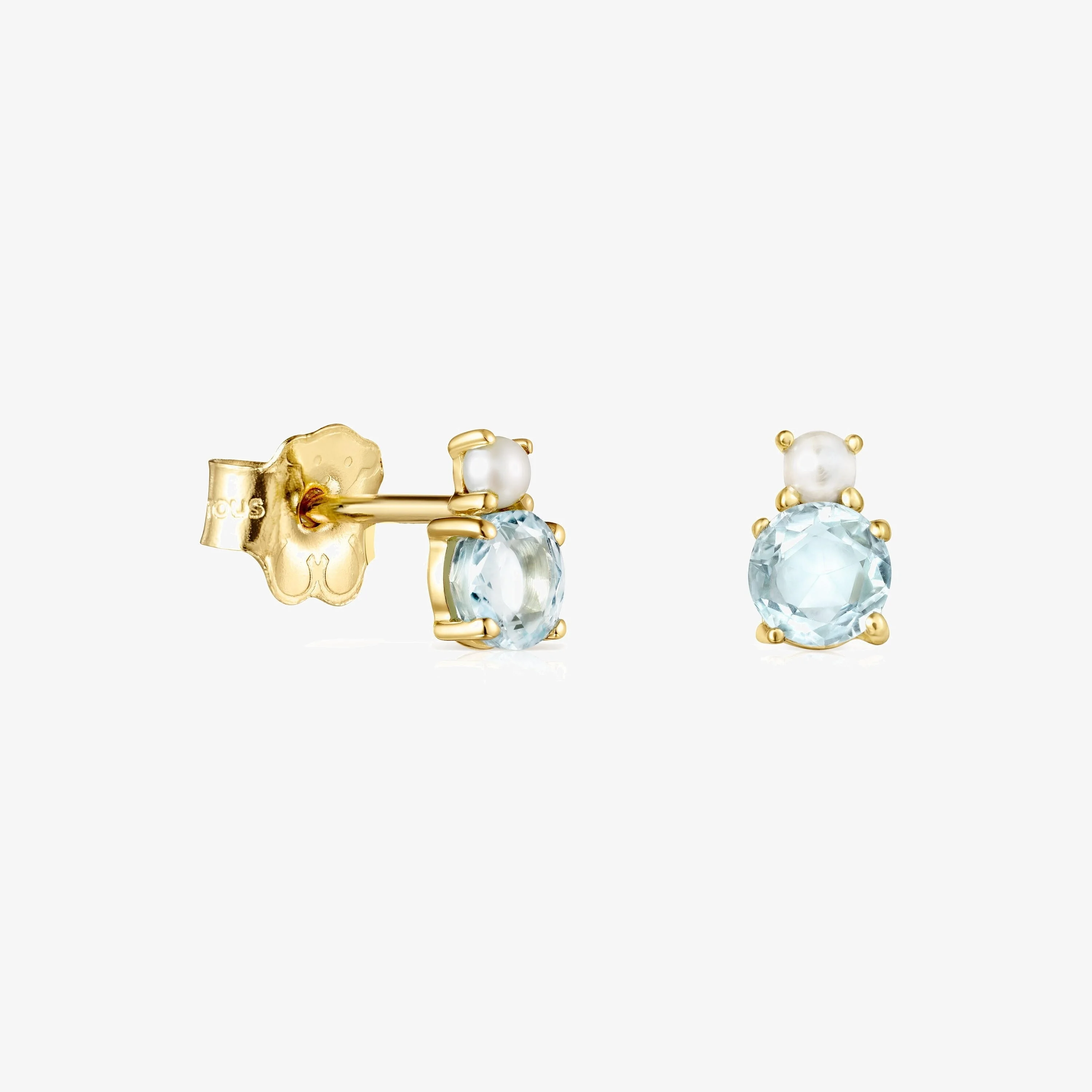 Mini Ivette Earrings in 18K solid gold with Topaz and Pearl - 1