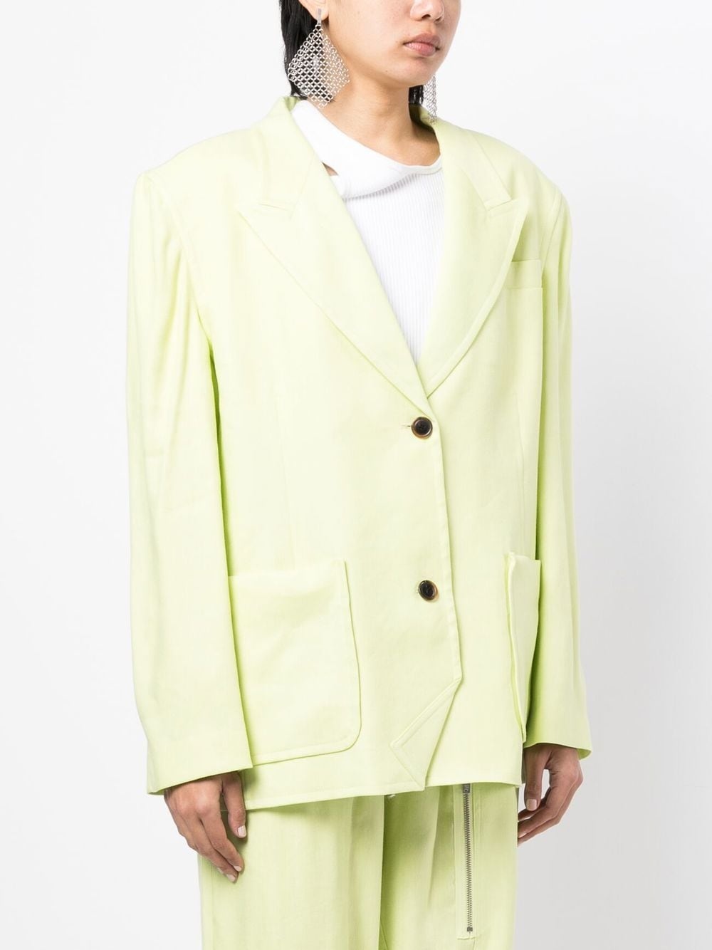 linen single-breasted blazer - 3