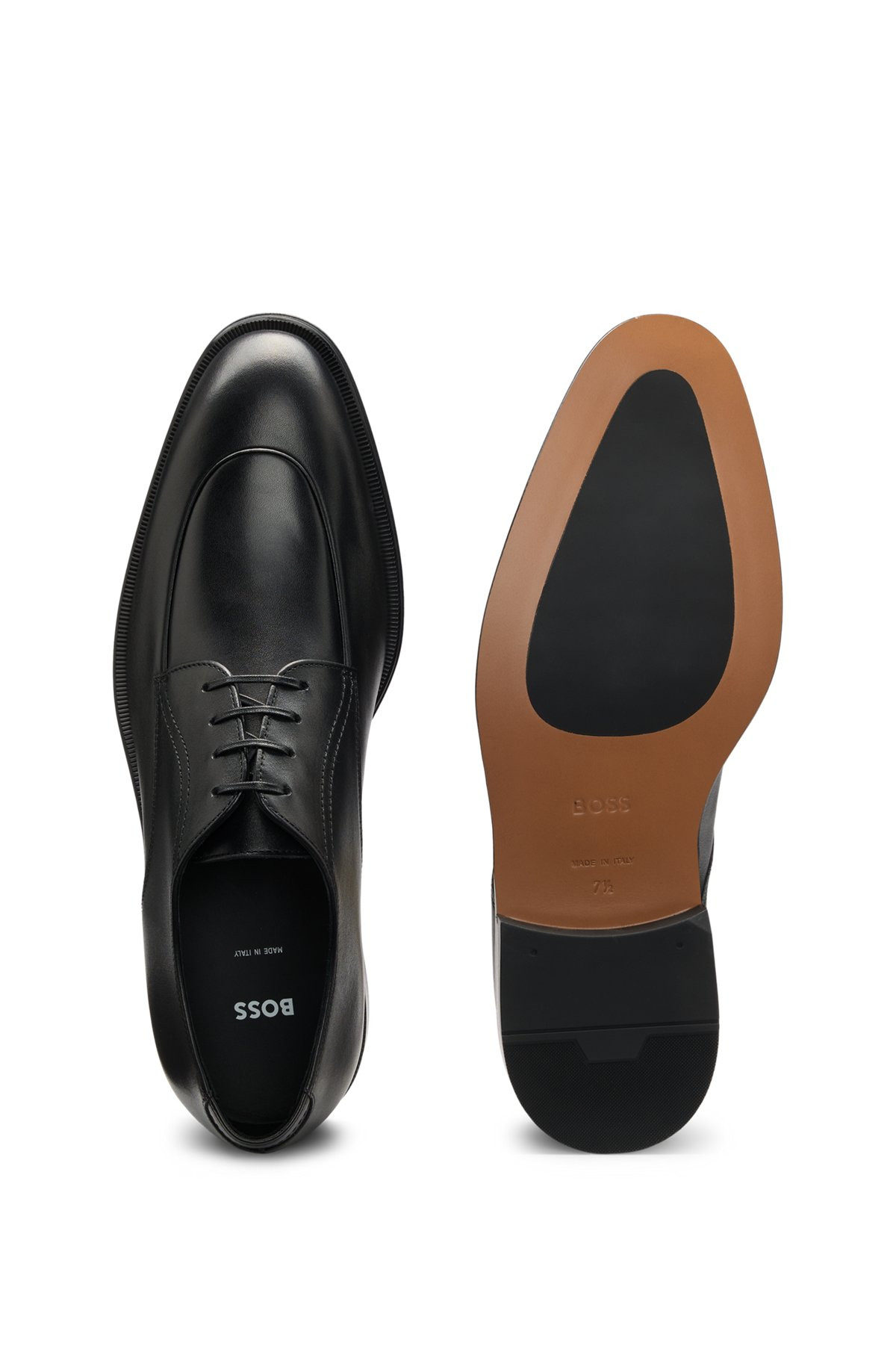 LEATHER DERBY SHOES WITH APRON TOE - 4