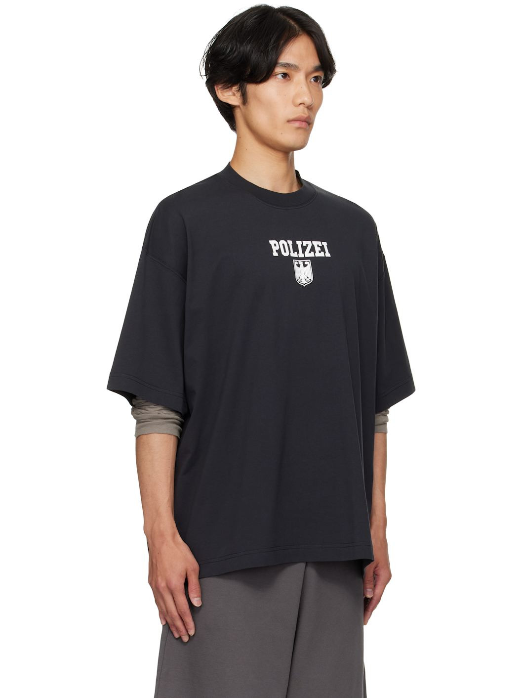 Black 'Polizei' Regular T-shirt - 2