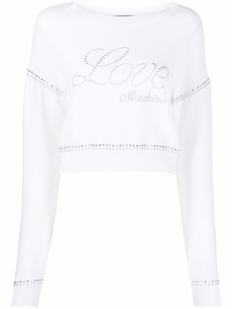 embroidered 로고 면 스웨터 1